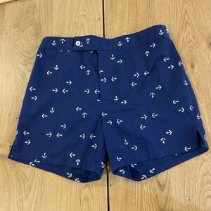 Vintage 1960s Mcgregor Navy Anchor  Cotton Surfing Shorts‎ Sz Medium Lined